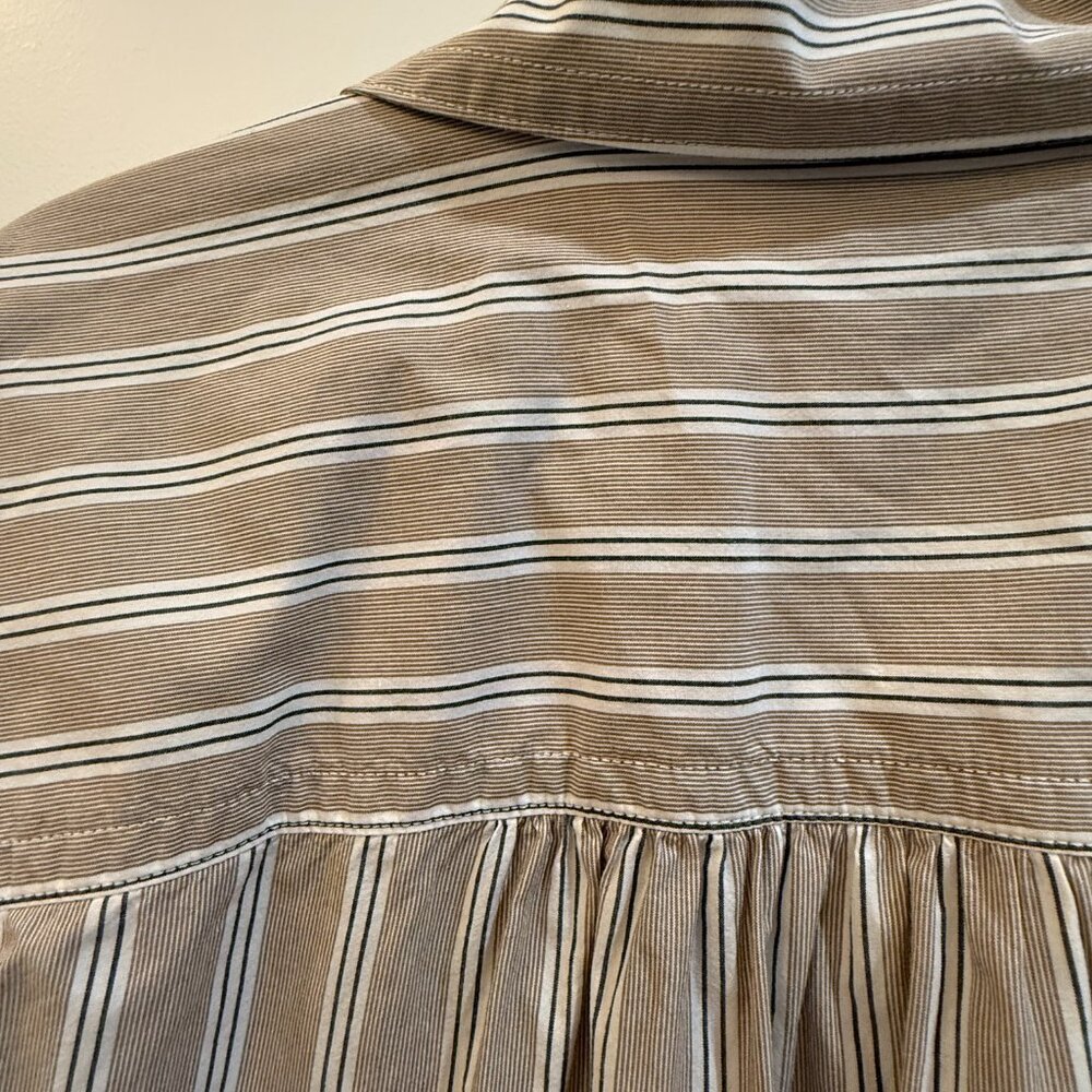 Banana Republic Tan Cream Striped Button-Down Shirt Size M Casual Work Top - Picture 6 of 7
